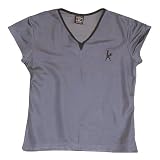 Womens Balle de Match Chevron V-Neck Top-Grey