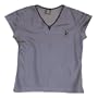 Womens Balle de Match Chevron V-Neck Top-Grey (SM)