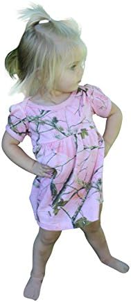 Realtree Pink Camo Dress Infant Toddler Girls Lightweight Cotton Jersey Tunic Dress (Small 3-6M, Realtree Pink)