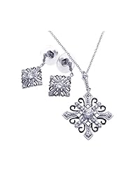 Nickel Free Sterling Silver Pendant & Earring Sets Stylish CZ Set