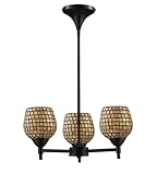 IMAGE OF Celina 3-Light Chandelier In Dark Rust And Gold Leaf Glass
