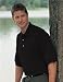 Premium Quality Men's Cotton Blend Image Golf Shirt With Pocket - Black