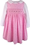 Fall Winter Rare Editions Girls Pink Floral Print Smocked Jumper Dress
