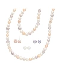 White, Peach and Purple Freshwater Cultured Pearl Set
