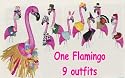 Pink Flamingo Lawn Yard Ornament w/ Clothes costume Outfits Seasonal Decorations Holiday Home Garden Decor Tropical Florida Flamingos