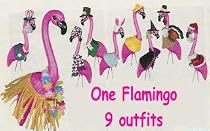 Pink Flamingo Lawn Yard Ornament w/ Clothes costume Outfits Seasonal Decorations Holiday Home Garden Decor Tropical Florida Flamingos