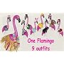 Pink Flamingo Lawn Yard Ornament w/ Clothes costume Outfits Seasonal Decorations Holiday Home Garden Decor Tropical Florida Flamingos