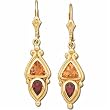 14K Yellow Gold Multi Color Gemstone Earrings