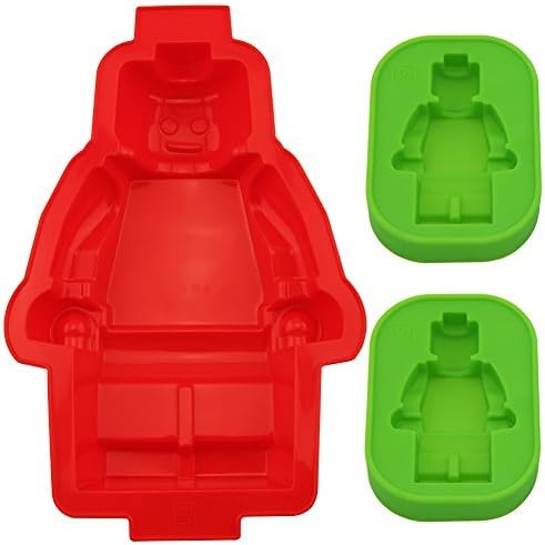 1 Large Figure Silicone Cake Mold&2 Medium-sized Figure Cake&jelly Silicone Mold for Lego Lovers Color: Red&Green Model: (Home & Kitchen)