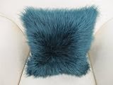 NEW FAUX FUR TEAL BLUE 18 CUSHION COVER