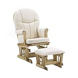 Danielle Deluxe Sleigh Style Glider Rocker and Ottoman Set- Natural Finish with Natural Cotton Twill