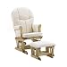 Danielle Deluxe Sleigh Style Glider Rocker and Ottoman Set- Natural Finish with Natural Cotton Twill