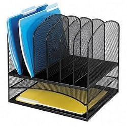 Safco Mesh Desk Organizer with Two Horizontal and Six Upright Sections (3255BL)