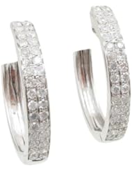 Women 14k White Gold 0.44ctw diamond Hoop earring 11 25292 Size 3.3