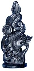 Asian Dragon sculpture - hand carved stone - black
