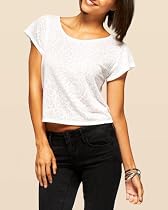 bebe Cropped Leopard Burnout Tee