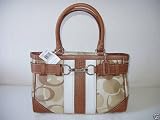 AUTHENTIC Coach Hamptons Optic Signature Khaki Large Carryall Handbag Satchel Tote #F13338
