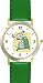 Man in Green Robe Blowing Shofer or Shofar Judaica Jewish Theme - WATCHBUDDY&reg; DELUXE TWO-TONE THEME WATCH - Arabic Numbers - Green Leather Strap-Size-Large ( Men's Size or Jumbo Women's Size )