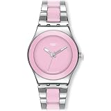Swatch Women's Ceramic YLS167G Pink Ceramic Quartz Watch with Pink Dial