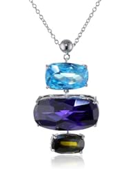 CZ by Kenneth Jay Lane "Trend" Multi-Cubic Zirconia Triple Organic Shape Pendant Necklace, 16"
