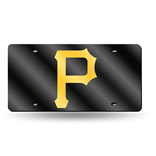 MLB Pittsburgh Pirates Laser Cut License Plate, Black Base