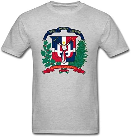 Owiekdmf Men's Coat of arms of Dominican Republic T-Shirt L Grey