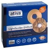 AtivaTM LightScribeTM DVD+R Recordable Media With Slim Jewel Cases, 4.7GB/120 Minutes, Pack Of 10