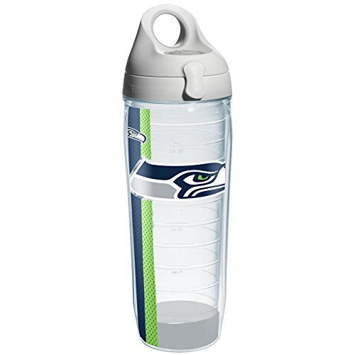 Tervis NFL Seattle Seahawks Wrap Individual Water Bottle with Gray Lid, 24 oz, Clear