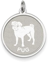 Sterling Silver Pug Disc Charm