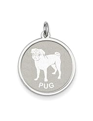 Sterling Silver Pug Disc Charm