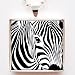 Zebra Animal Art Print Glass Tile Pendant Necklace w/ chain