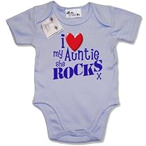 Dirty Fingers  I Love my AUNTIE she Rocks x  Baby & Toddler Short Sleeve Bodysuit / Baby Grow