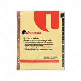 Leather-Look Mylar Tab Dividers, 12 Month Tabs, Letter, Black/Gold, 12/Set