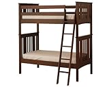 Canwood Base Camp Twin over Twin Bunk Bed with Angled Ladder/Guard Rail, Espresso