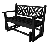 48" Recycled Earth-Friendly Chippendale Outdoor Patio Glider Bench - Black