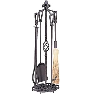 5 Pc Bronze Heavy Weight Fireset W  Horseshoe Handle by Uniflame
