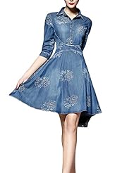 Cotton/Denim Pleated Summer  Shirt  Dress