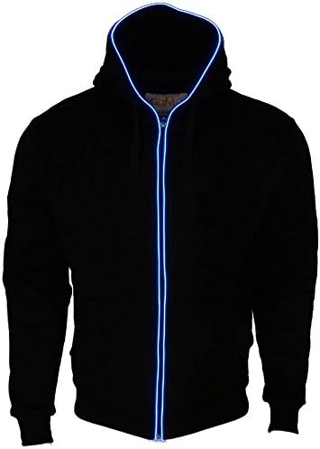 Gizmo Accessories EL LED Light Up Hoodie Slim Fitted (Men's Medium / Women's Large, Black / Blue)