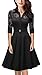 Rongstore® Women's Vintage 1950s Style 3/4 Sleeve Black Lace Flare A-line Dress