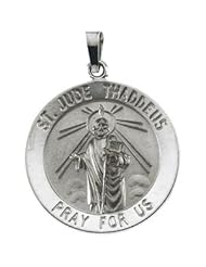 14K White Gold 22.00 mm St. Jude Thaddeus Medal