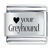 Heart Greyhound Dogs Italian Charm Bracelet