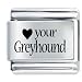 Heart Greyhound Dogs Italian Charm - For Valentines Day Gift