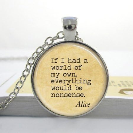 Pretty Lee Fashion Necklaces For Women 2015 Alice In Wonderland Necklace Nonsense Fairy Tales Book Quote Necklace