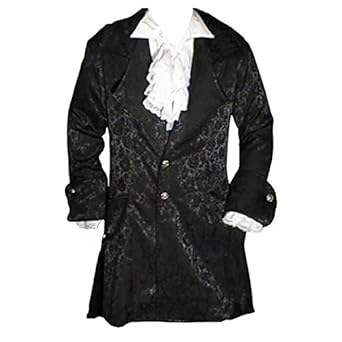Mode Gothique Redingote Style M&eacute;di&eacute;val Veste Homme Noir