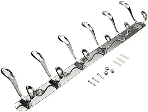 12 Hooks Hat Clothes Towel Chrome Robe Rack Holder Door Hanger Wall Hooks