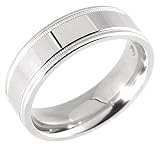 14K. White Gold Machine Carved Comfort Fit Wedding Band Ring