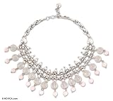 Pink opal and quartz choker, 'Masterpiece' 2.2 W 15.8 L