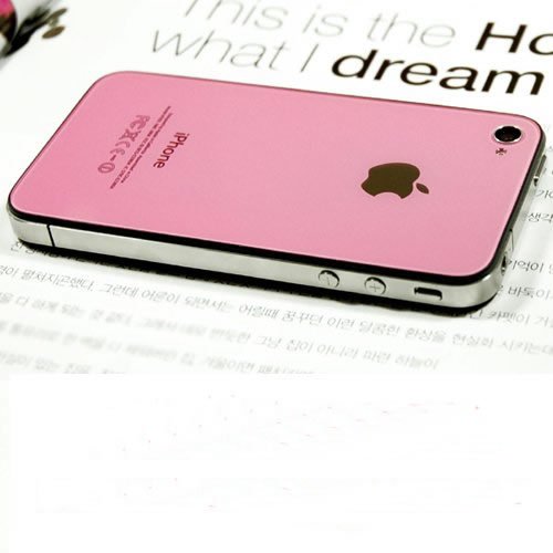 Verizon Iphone 4 Back Cover Housing for Verizon Wireless, Pink Glass Battery Door, Replacement back housing with Flash Diffuser, Chrome Ring and interior Frame and free Star shaped 5 point screwdriver J12