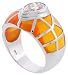 Sterling Silver Golden Yellow Resin Ring with Pear Cut Cubic Zirconia Stones