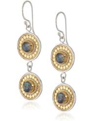 Anna Beck Designs "Gili Labradorite" 18k Gold-Plated Labradorite Double Disk Drop Earrings